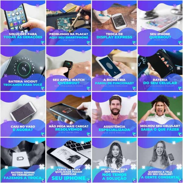 Pack Canva Assistência Técnica Celular Template Canva 200 Artes + Legendas - Imagem 10