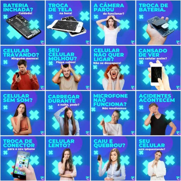 Pack Canva Assistência Técnica Celular Template Canva 200 Artes + Legendas - Imagem 7