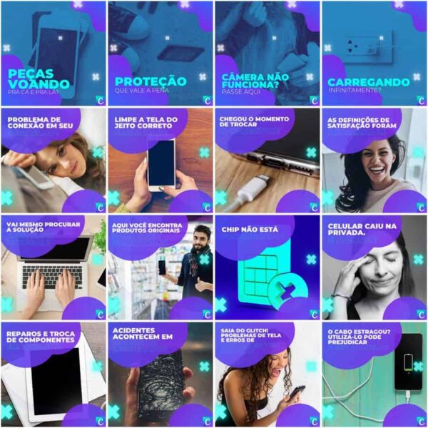 Pack Canva Assistência Técnica Celular Template Canva 200 Artes + Legendas - Imagem 4