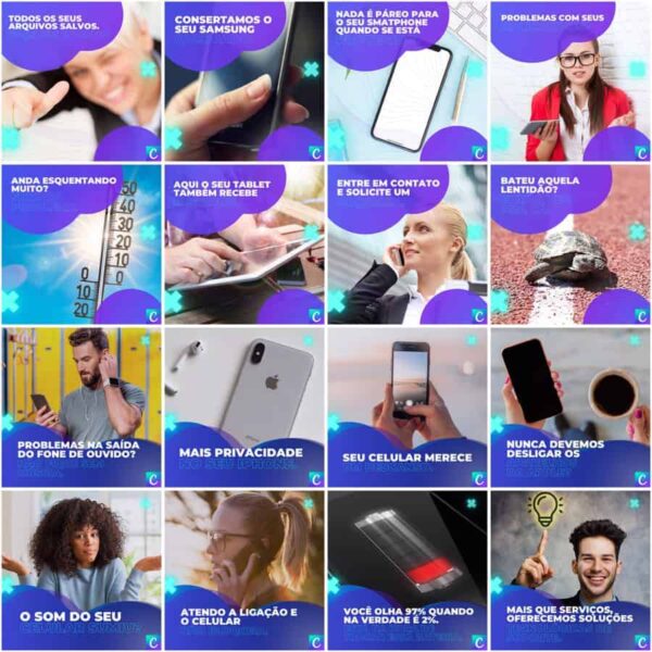 Pack Canva Assistência Técnica Celular Template Canva 200 Artes + Legendas - Imagem 5