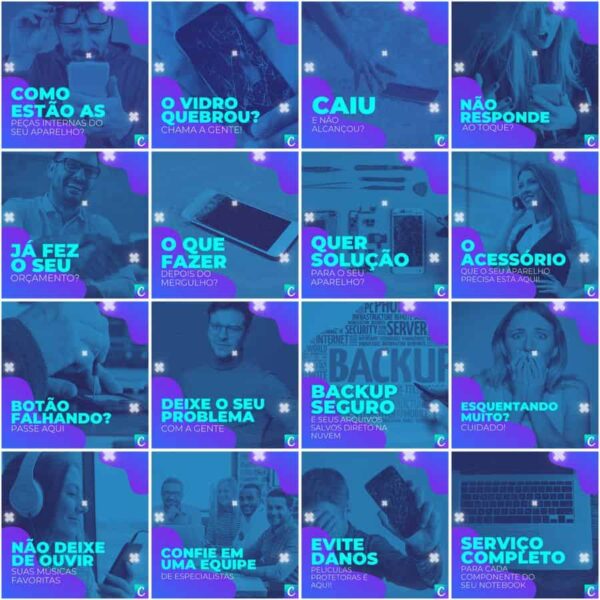 Pack Canva Assistência Técnica Celular Template Canva 200 Artes + Legendas - Imagem 3