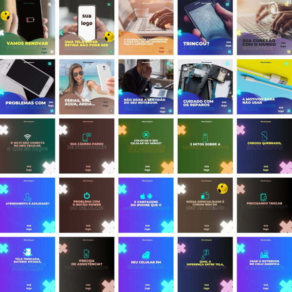 Pack Canva Assistencia Tecnica De Celular 30 Templates Editaveis 100 Artes Bonus