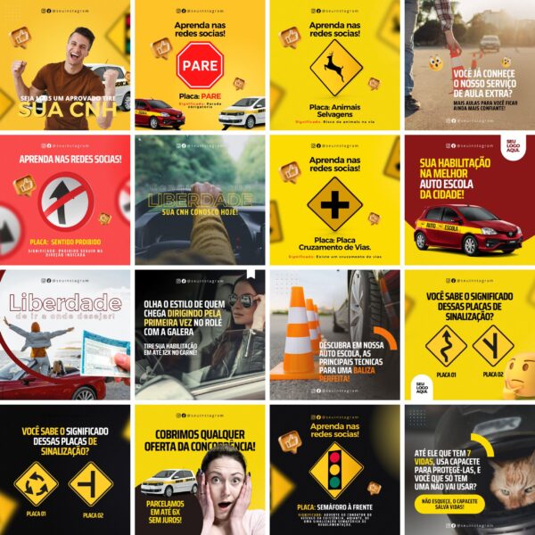 Pack Canva Auto Escola Templates Editaveis 30 Artes Bonus