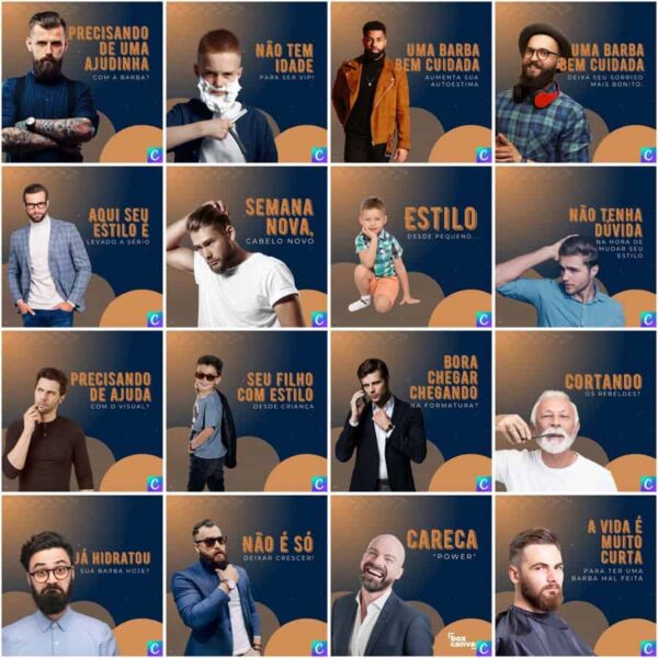 Pack Canva Barbearia Templates Editaveis 200 Artes Legendas