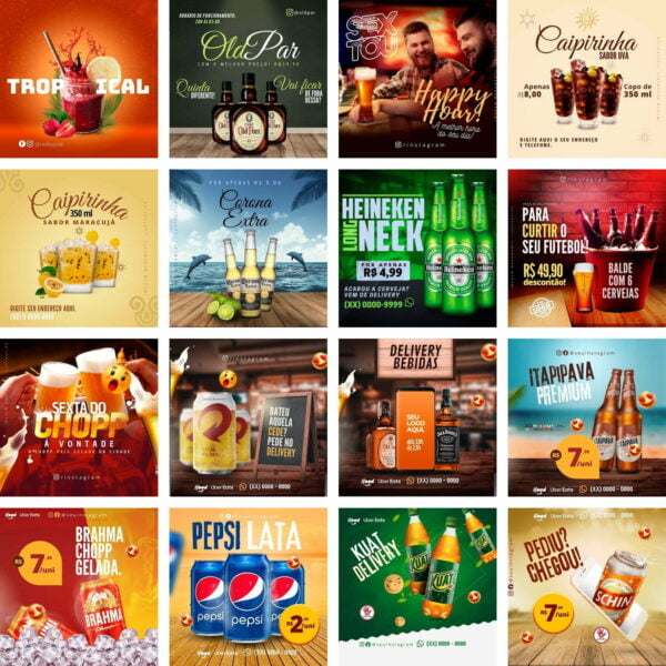 Pack Canva Bebidas 30 Templates Editaveis 20 Artes Bonus