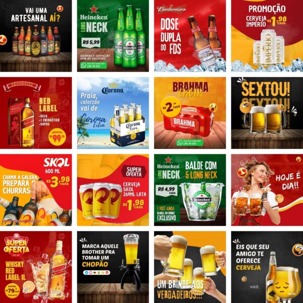 Pack Canva Bebidas Bar Cervejaria Templates Editaveis 30 Artes Bonus