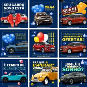 Pack Canva Concessionária Venda de Carros 3.0 Templates Editáveis 10 Artes + Bônus