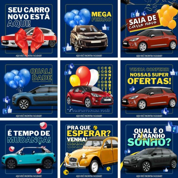 Pack Canva Concessionária Venda de Carros 3.0 Templates Editáveis 10 Artes + Bônus