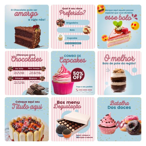 Pack Canva Confeitaria Template Editavel 30 Artes Bonus