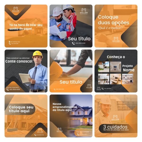 Pack Canva Construtora Template Editavel 30 Artes Bonus