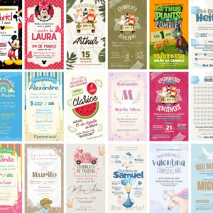 Pack Canva Convites Infantis Templates Editaveis 30 Artes 2