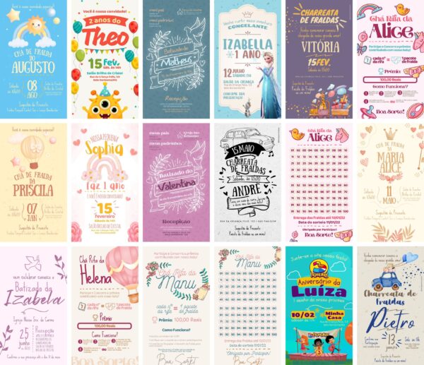 Pack Canva Convites Infantis Templates Editaveis 30 Artes