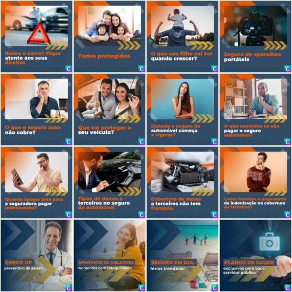 Pack Canva Corretora de Seguros Template Canva 200 Artes + Legendas
