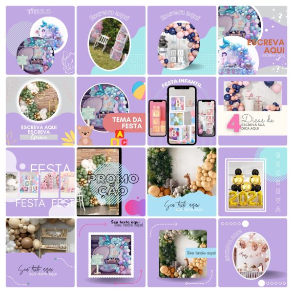 Pack Canva Decoracao De Festas Templates Editavel 65 Artes Bonus