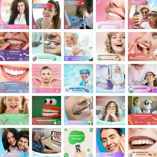 Pack Canva Dentista Odonto Template Canva 230 Artes + Bônus - Imagem 2