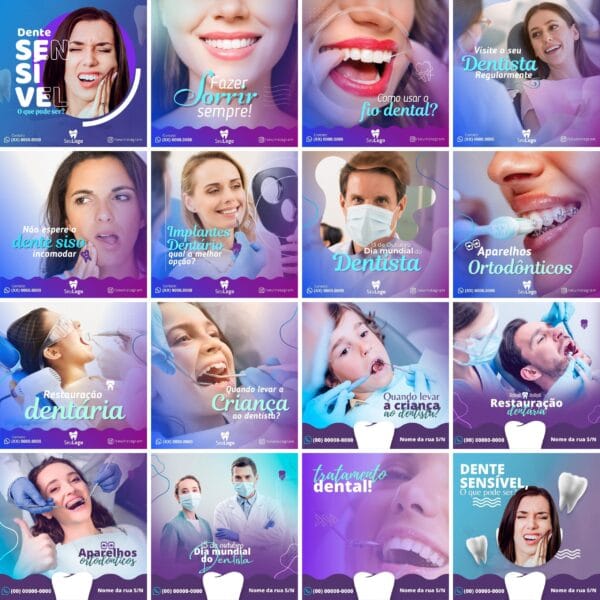 Pack Canva Dentista Odonto Templates Editaveis 90 Artes Bonus