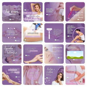 pack canva depilacao depiladora lilas 20 template canva 33 artes bonus 2