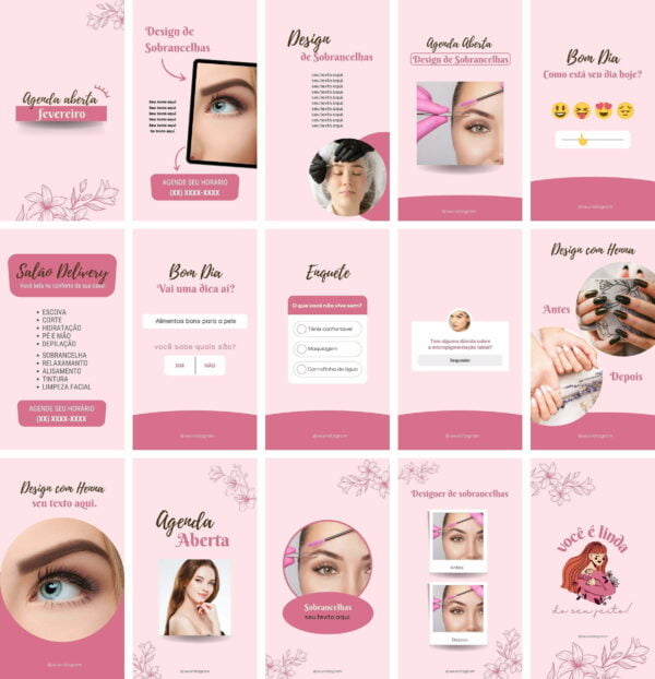 Pack Canva Design De Sobrancelhas Templates Editaveis 70 Artes Bonus 2