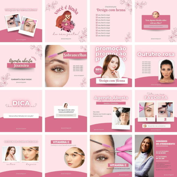 Pack Canva Design De Sobrancelhas Templates Editaveis 70 Artes Bonus 3