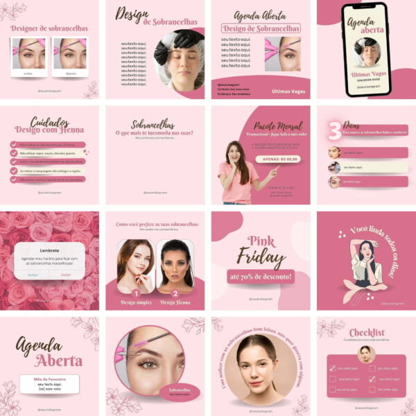 Pack Canva Design De Sobrancelhas Templates Editaveis 70 Artes Bonus 4