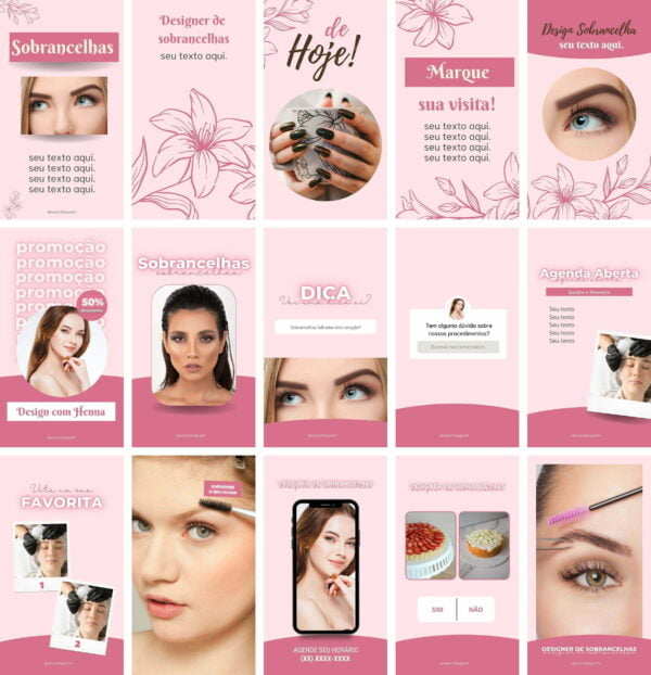 Pack Canva Design De Sobrancelhas Templates Editaveis 70 Artes Bonus