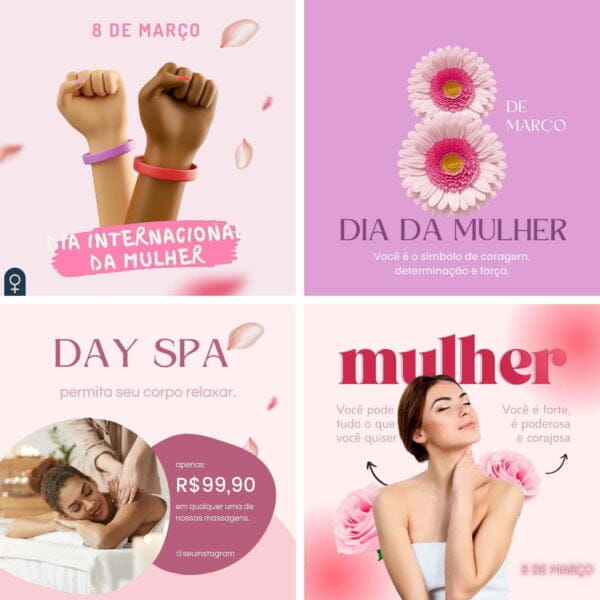 Pack Canva Dia Das Mulheres Templates Editaveis 10 Artes Bonus