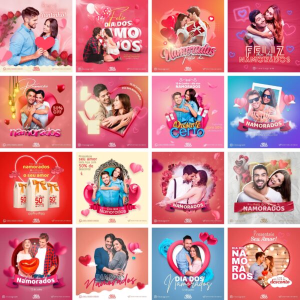 Pack Canva Dia Dos Namorados Templates Editaveis 16 Artes Bonus