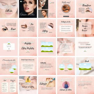 pack canva extensao de cilios template canva 25 artes bonus