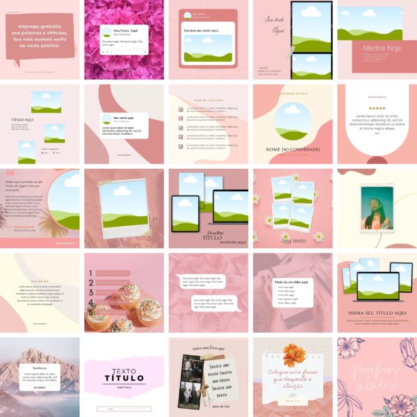 Pack Canva Feed Post Instagram 10 Template Canva 100 Artes Bonus