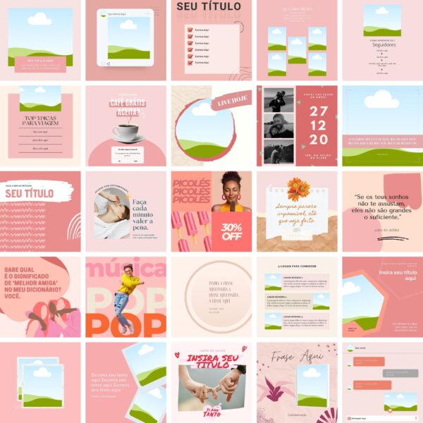 Pack Canva Feed Post Instagram 30 Templates Editaveis 100 Artes Bonus