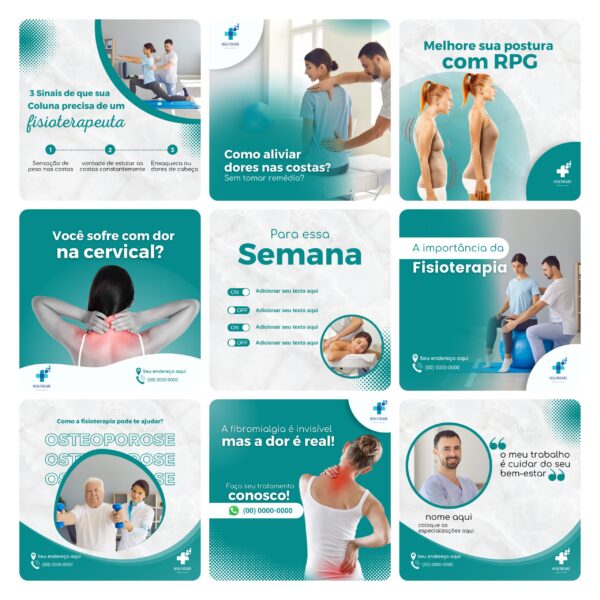 Pack Canva Fisioterapia Template Editavel 30 Artes Bonus 2