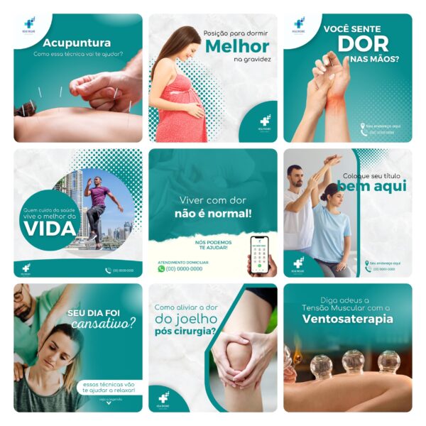Pack Canva Fisioterapia Template Editavel 30 Artes Bonus