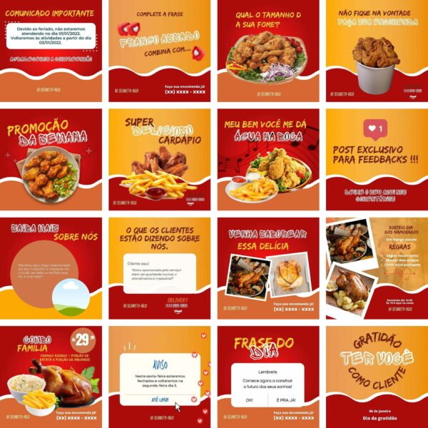 Pack Canva Frango Assado E Frito Templates Editaveis 100 Artes Bonus