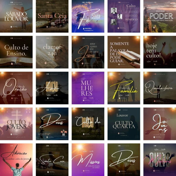 Pack Canva Gospel Culto Templates Editaveis 50 Artes Bonus