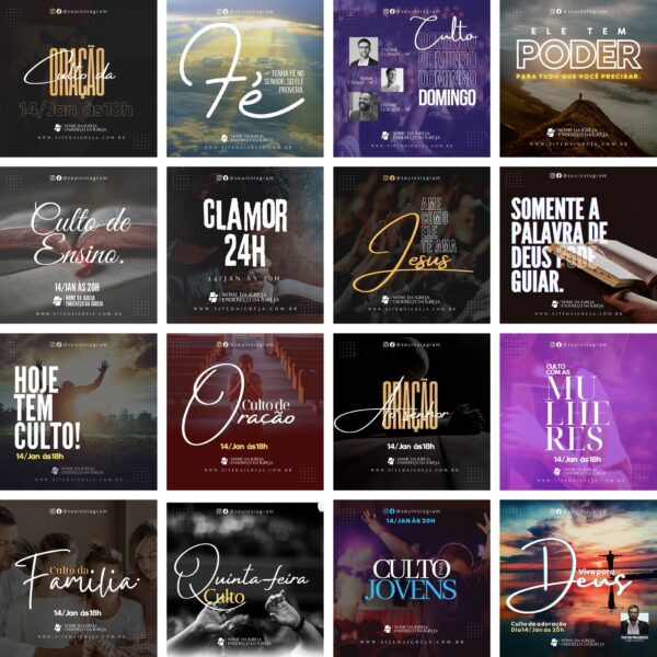 Pack Canva Gospel Cultos Louvor Templates Editaveis 40 Artes Bonus