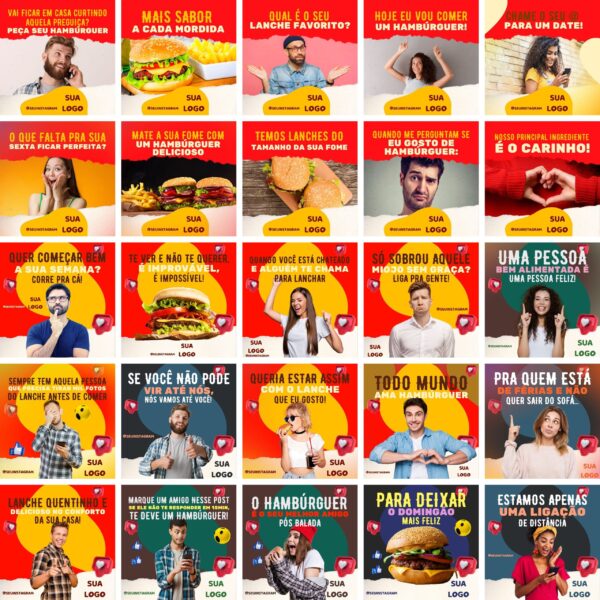 Pack Canva Hamburgueria 30 Templates Editaveis 100 Artes Bonus
