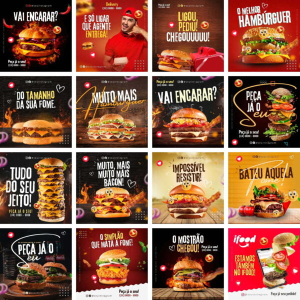 Pack Canva Hamburgueria Template Canva 36 Artes + Bônus - Imagem 2