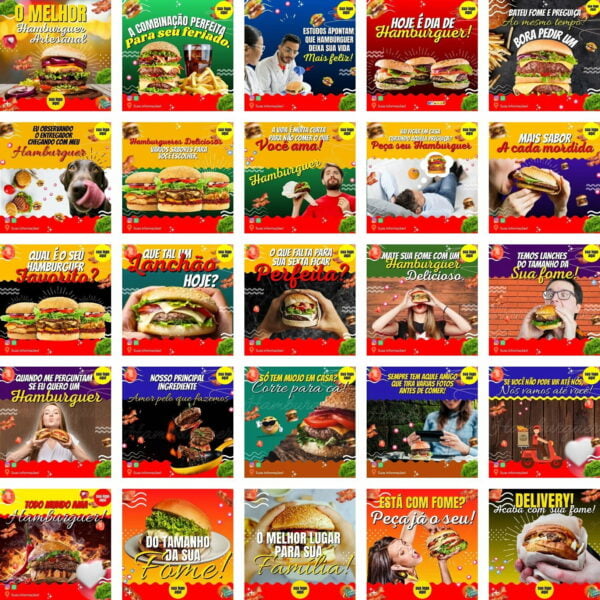 Pack Canva Hamburgueria Templates Editaveis 200 Artes Bonus 3