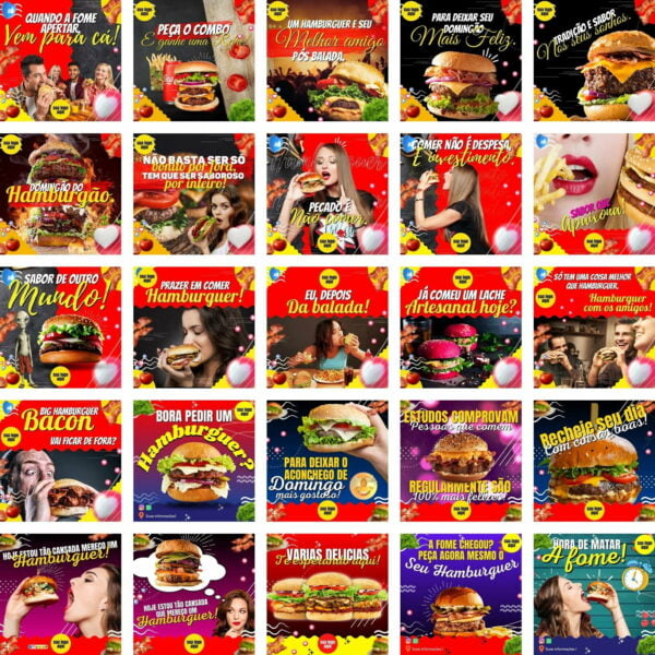 Pack Canva Hamburgueria Templates Editaveis 200 Artes Bonus
