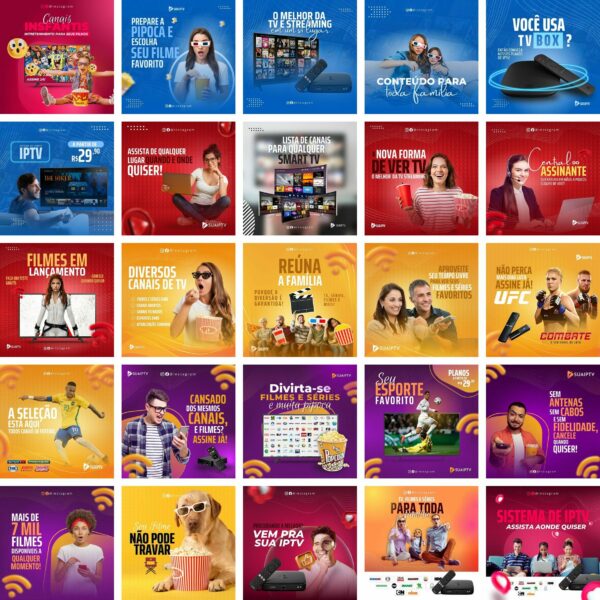 Pack Canva IPTV TV Assinatura Templates Editáveis 60 Artes + Bônus