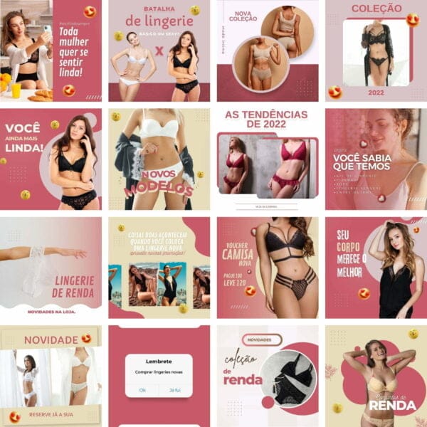 Pack Canva Loja De Lingerie Moda Intima Templates Editaveis 30 Artes Bonus