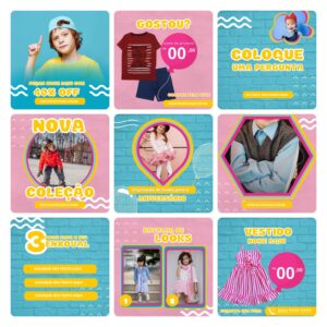 Pack Canva Loja De Roupa Infantil Kids Template Editavel 30 Artes Bonus 3