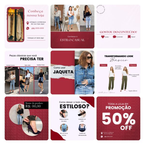 Pack Canva Loja De Roupas Femina Template Editavel 40 Artes Bonus 3