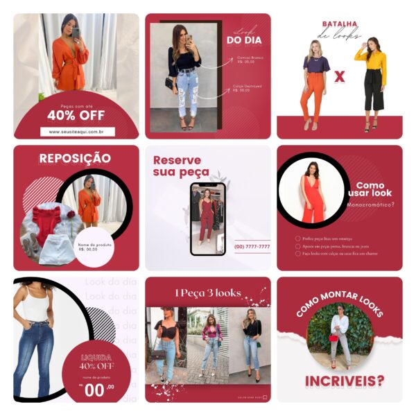 Pack Canva Loja De Roupas Femina Template Editavel 40 Artes Bonus