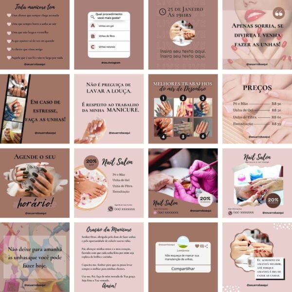 Pack Canva Manicure e Pedicure Template Canva 100 Artes + Bônus - Imagem 5
