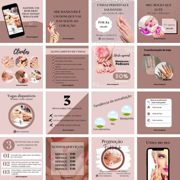 Pack Canva Manicure e Pedicure Template Canva 100 Artes + Bônus - Imagem 2