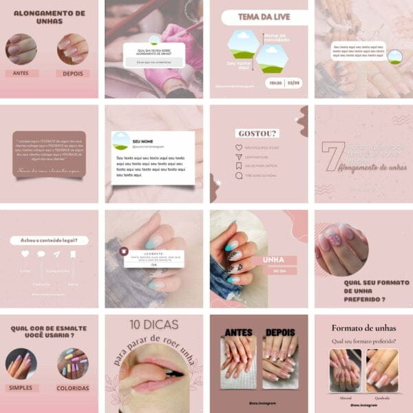 Pack Canva Manicure e Pedicure Template Canva 100 Artes + Bônus