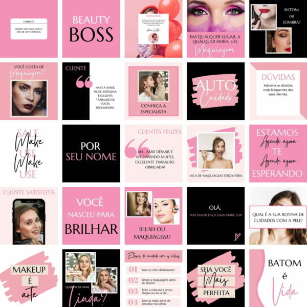 Pack Canva Maquiagem Makeup 20 Templates Editaveis 25 Artes Bonus