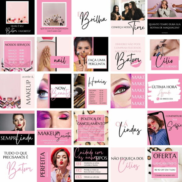 Pack Canva Maquiagem Makeup Templates Editaveis 25 Artes Bonus