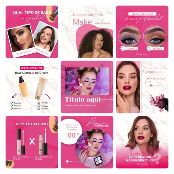 Pack Canva Maquiagem Maquiadora Template Editavel 30 Artes Bonus 2